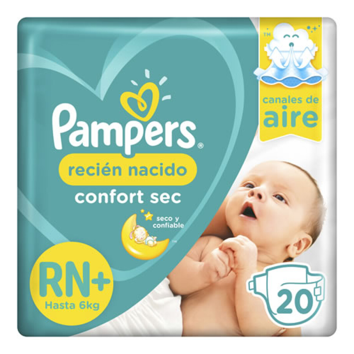 Pampers Confort Sec RN x20 Pañales – Ideal Recién Nacidos 