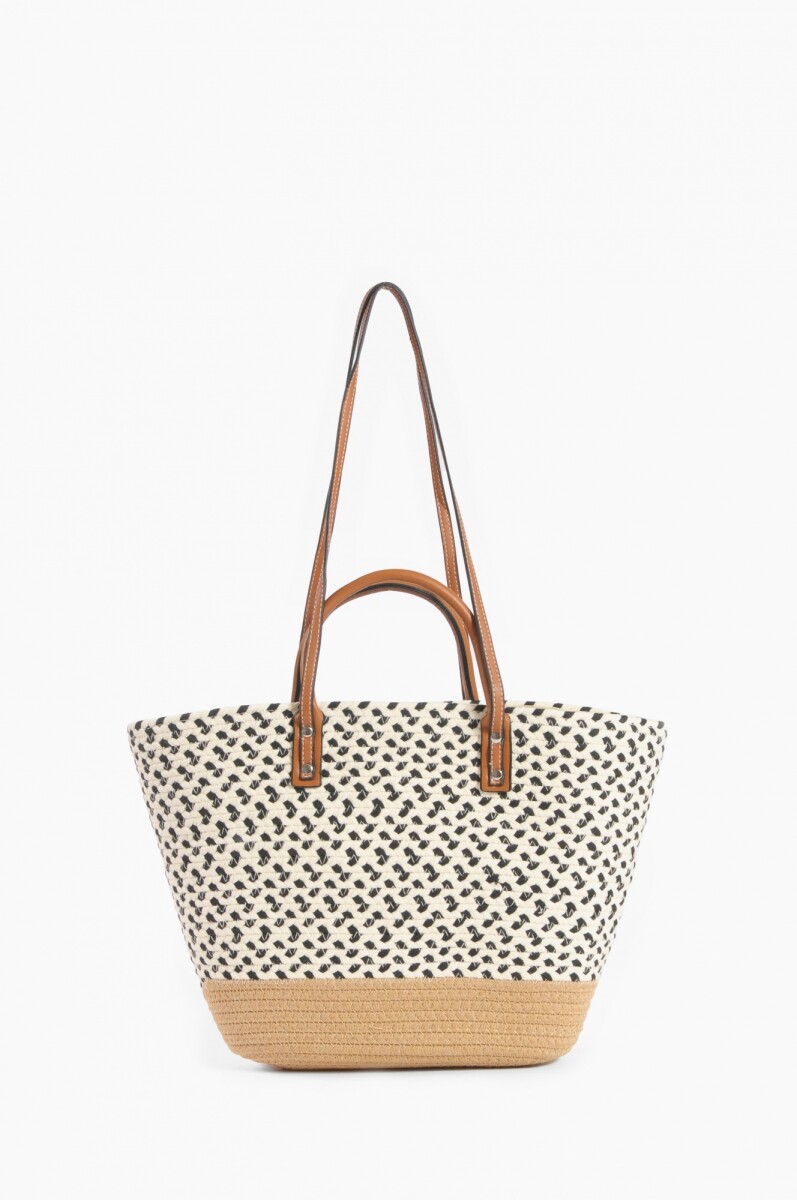 Bolso tejido combinado - crudo 