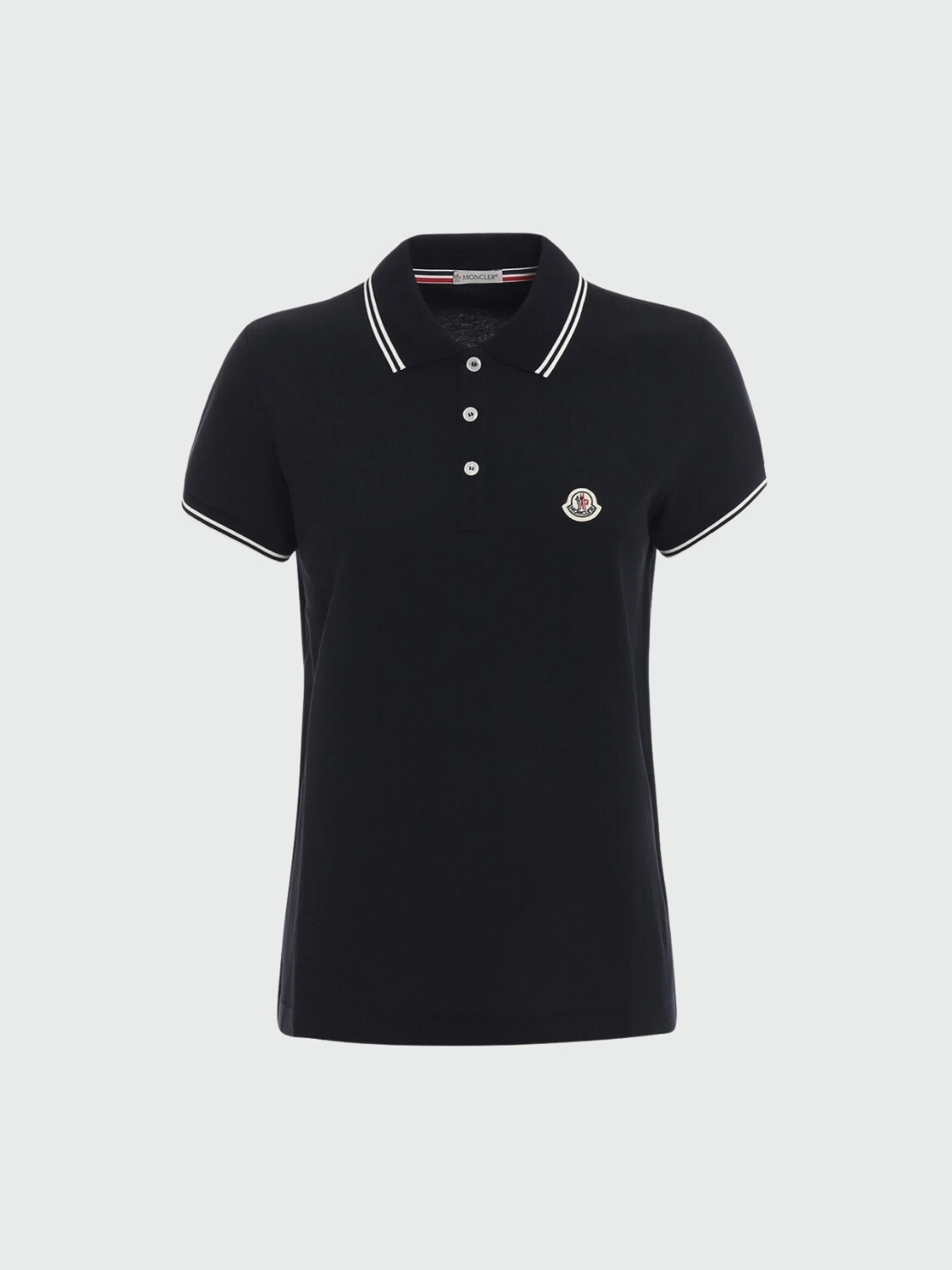Moncler -Remera polo de algodón manga corta Negro