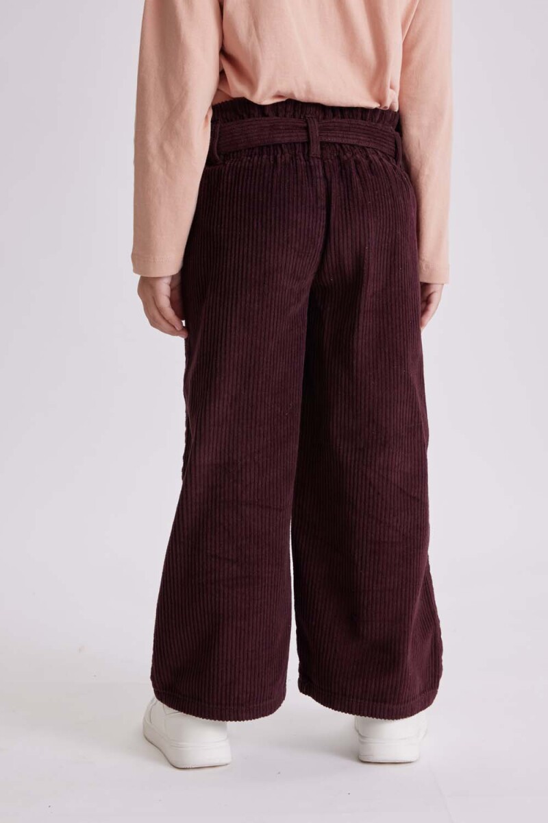 Pantalón ancho con lazo pana Bordo