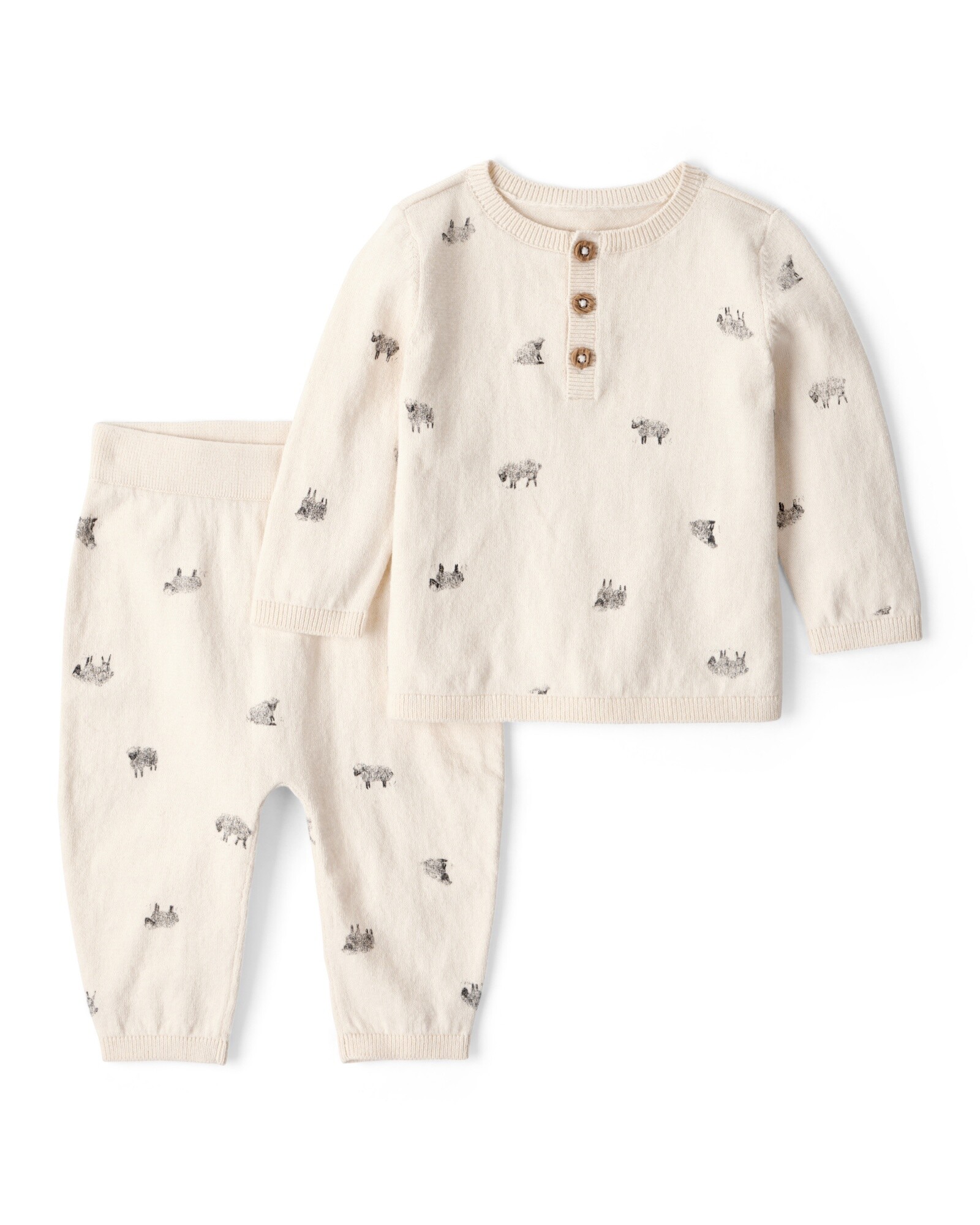 Set dos piezas de algodón, pantalón y remera, diseño ovejas Sin color