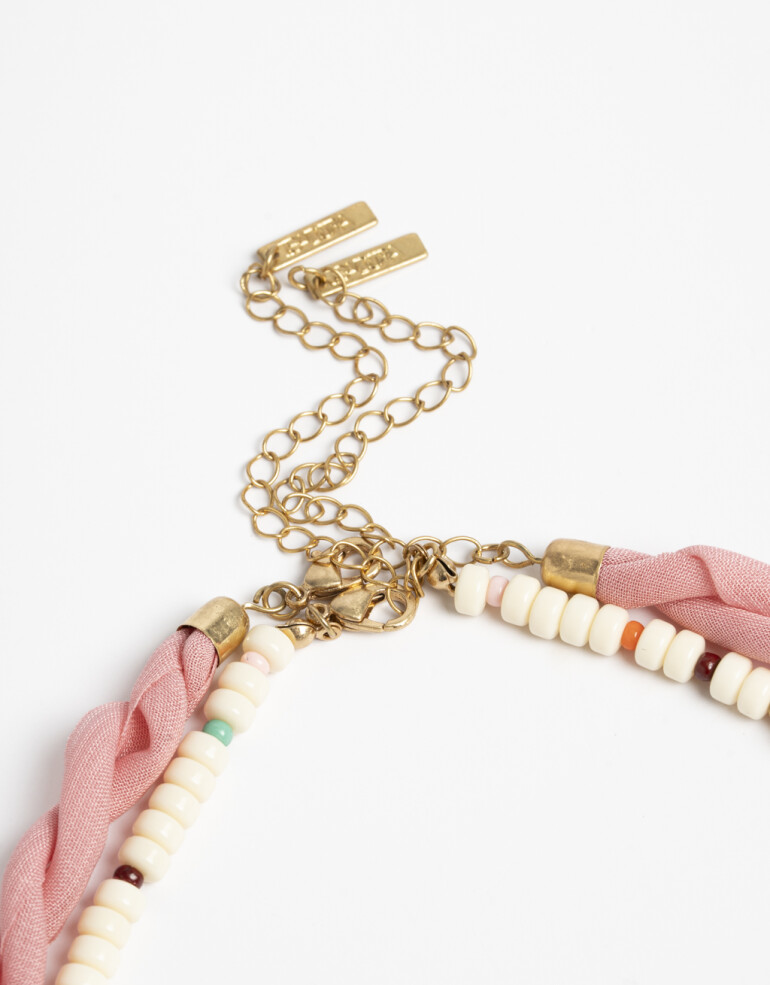 Collares Cortos Cordón Collar Corto Beads Y Medallita - Combinacion Multicolor