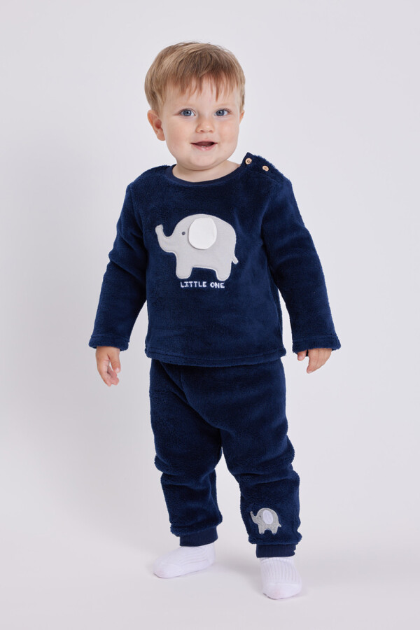 Set de pijama polar elefante Azul oscuro