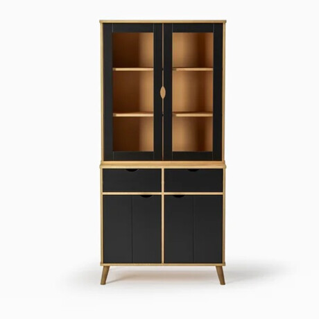 Cristalero en madera maciza 4 puertas 2 cajones MADERA-PRETO