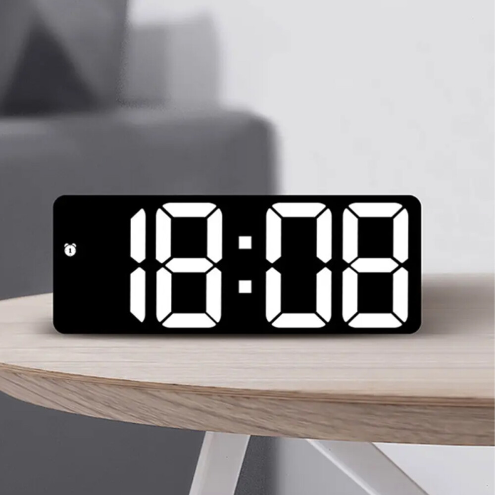 Reloj Digital Led A Pilas o USB Con Calendario y temperatura Blanco