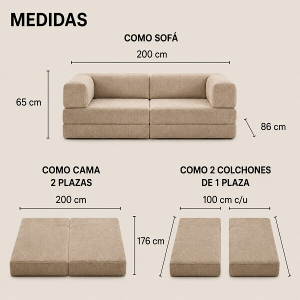 Sofá Sillón Cama ComboHome Teddy Premium 3 Cuerpos Corderoy Marrón 1
