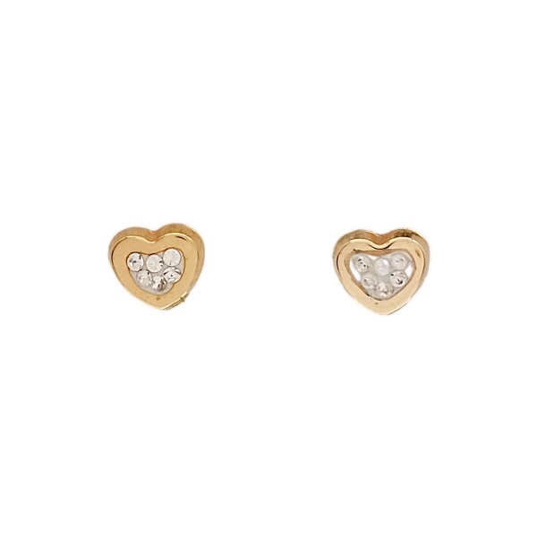 Caravanas Corazón de oro- Oro bajo - Zirconia- CA8265 conpiedra