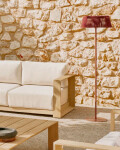Sofá Ambra de 3 plazas de madera maciza de acacia con acabado claro 249 cm FSC 100% Sofá Ambra de 3 plazas de madera maciza de acacia con acabado claro 249 cm FSC 100%