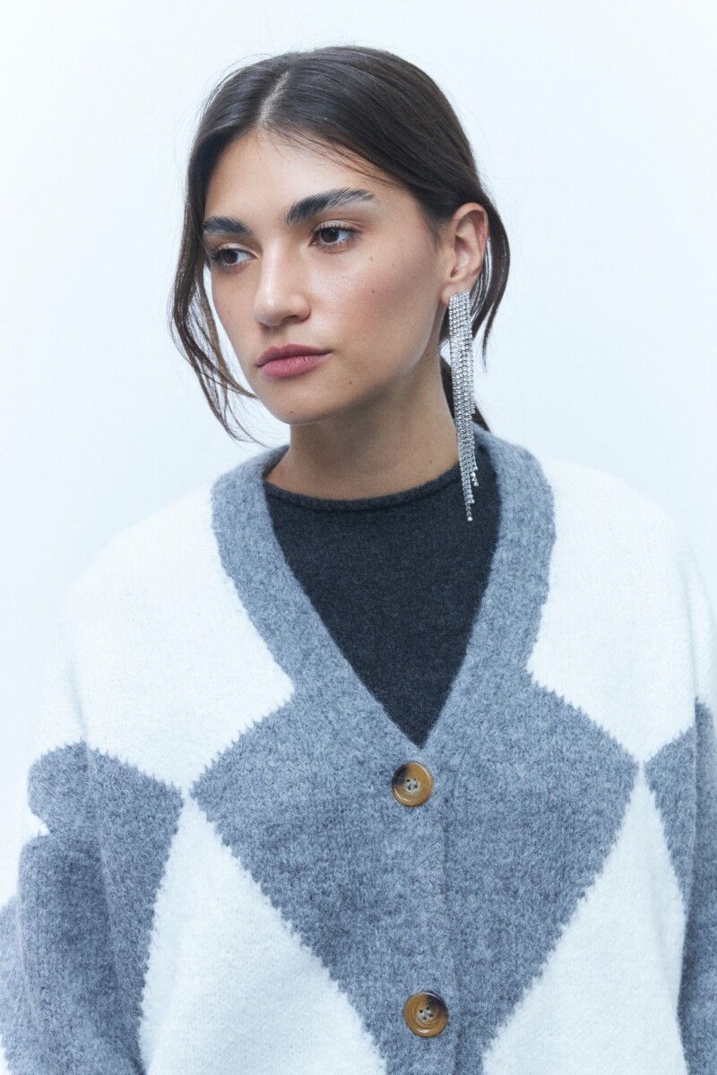 Cardigan rombos gris