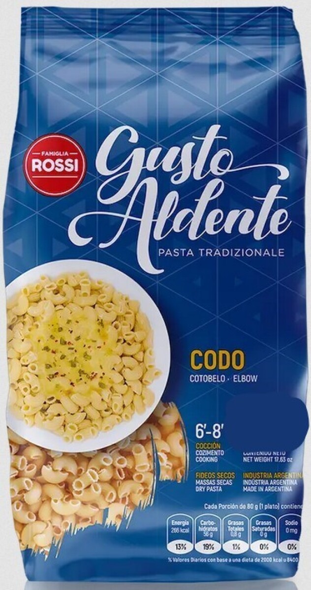 FIDEOS NATURAL GUSTO ALDENTE 400G CODO 
