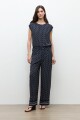 Pantalon palazzo estampa Paisley azul marino