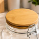 Recipiente vidrio 1000 ml tapa madera TRANSPARENTE
