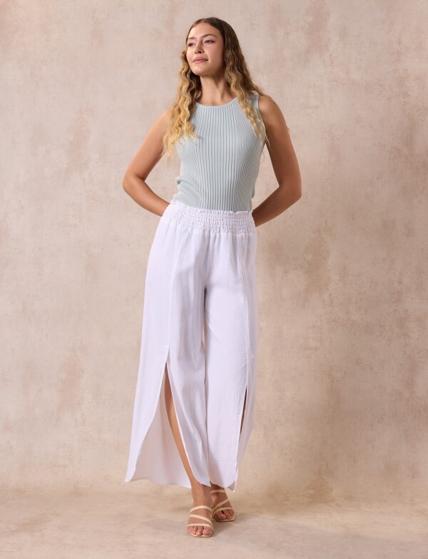 Pantalon Lino Solid BLANCO