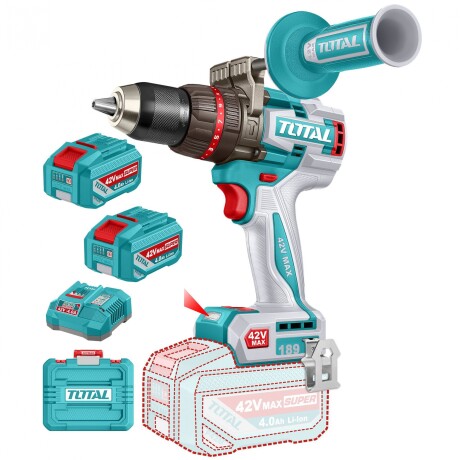 Taladro Percutor Y Atornillador 42v 189Nm - 2 Baterías, Cargador Y Maletín - Sin Carbones Taladro Percutor Y Atornillador 42v 189Nm - 2 Baterías, Cargador Y Maletín - Sin Carbones