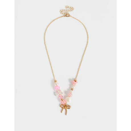 Collar Infantil Moño Y Perlas Dorado