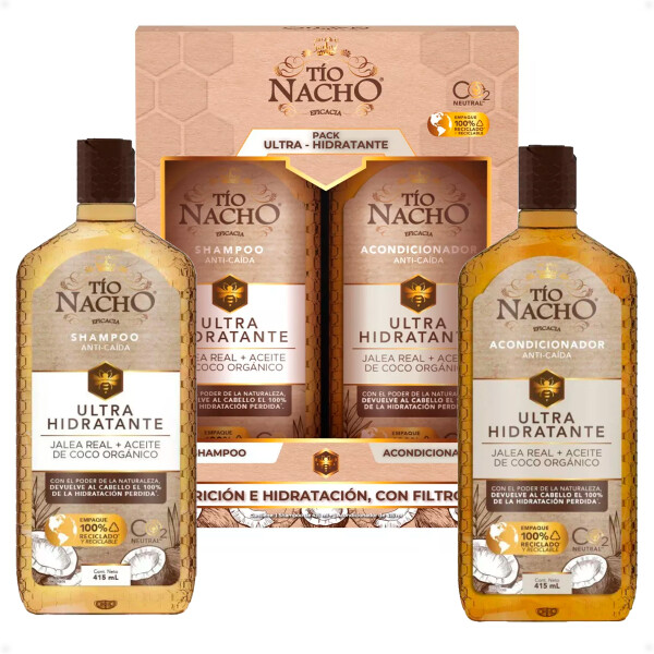 Pack Shampoo y Acondicionador Ultrahidratante Jalea Real y Aceite de Coco Orgánico Tío Nacho de 415 ML Pack Shampoo y Acondicionador Ultrahidratante Jalea Real y Aceite de Coco Orgánico Tío Nacho de 415 ML