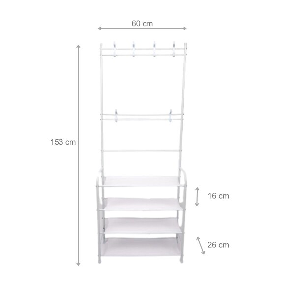 Rack Multifuncional Zapatero Y Perchero Organizador Estantes Color Blanco PER005 Rack Multifuncional Zapatero Y Perchero Organizador Estantes Color Blanco PER005