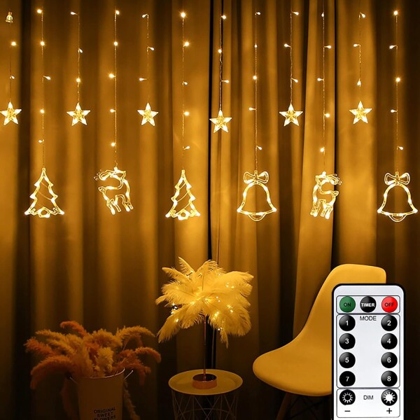 Cortinas Serie Luces Led Formas Navideñas 3m 8 Modos Control Cortinas Serie Luces Led Formas Navideñas 3m 8 Modos Control