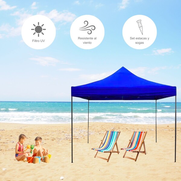 Gazebo Plegable 3x3 Para Playa o Jardín Autoarmable Color Azul Gazebo Plegable 3x3 Para Playa o Jardín Autoarmable Color Azul