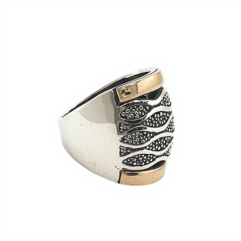 Anillo Ondas-Plata y Oro-Piedra Zirconia-AN5373 conpiedra