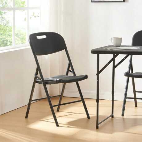 Sillas Plegables Metal Set X2 Jardín Hogar Camping Negro