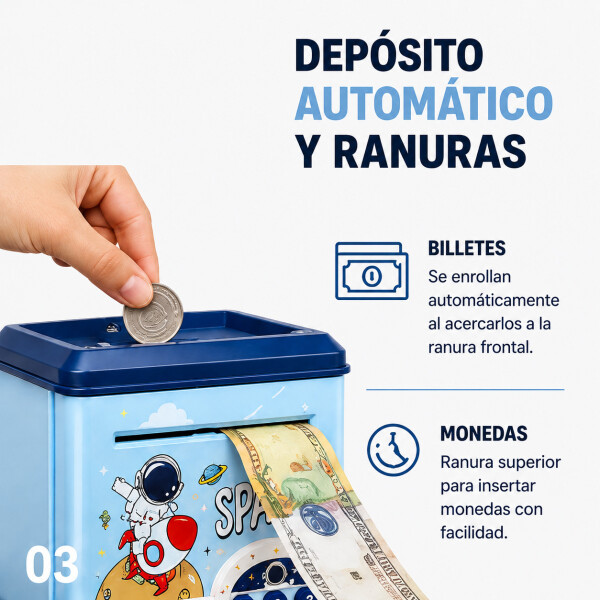 Alcancía Infantil Caja Fuerte Juguete Con Sonido Luces Variante Color Azul