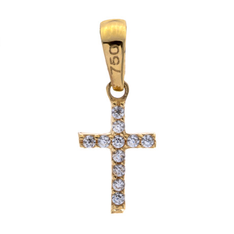 Cruz de oro 18 ktes con circonias, reversible. Cruz de oro 18 ktes con circonias, reversible.