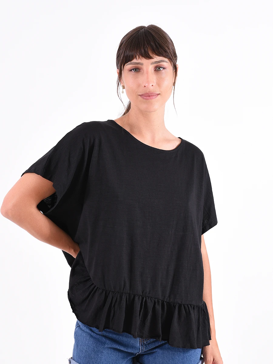 REMERA BASICA POLA - NEGRO 