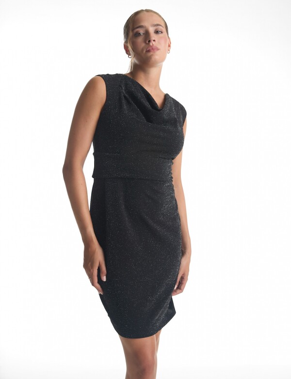 Vestido Drapeado & Lurex NEGRO