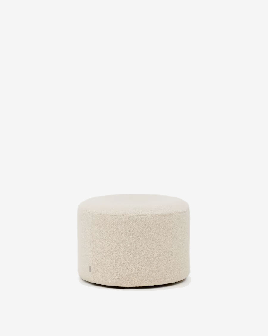 Reposapiés desenfundable Kaeli de borreguito crudo Ø 60 cm Reposapiés desenfundable Kaeli de borreguito crudo Ø 60 cm