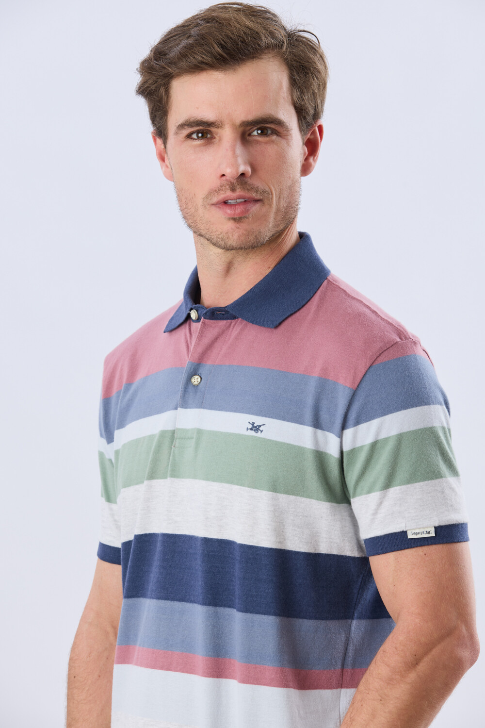 REMERA POLO JERSEY RAYADA Rosado