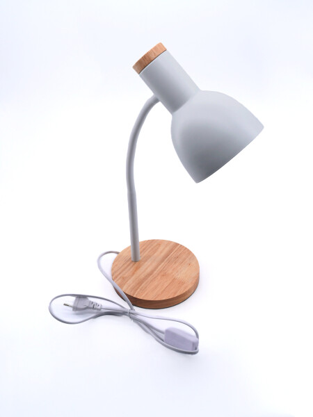 LÁMPARA DE ESCRITORIO BASE MADERA BLANCO