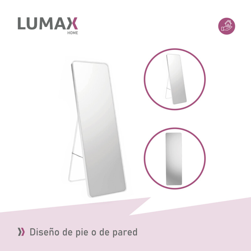 Espejo de pie o pared Glamour Lumax 180x80 cm living dormitorio Blanco