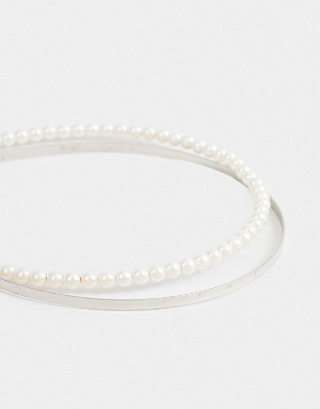 Vinchas Sets Con perlas Set De Vinchas - Plateado