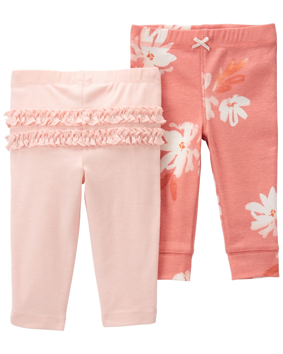 Pack dos pantalones de algodón, rosados 