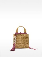 Bolsa Tote Efecto Rafia Con Detalle De Conchas Colgante S natural