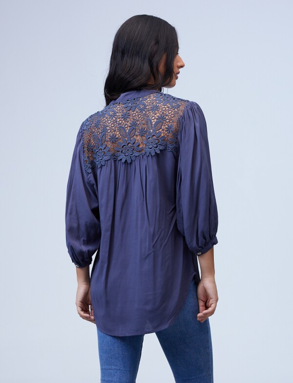 Blusa Crochet AZUL