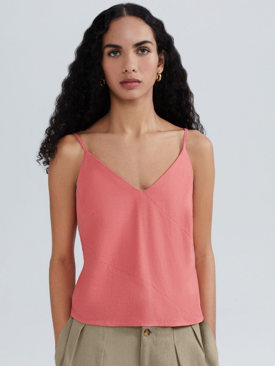 BLUSA CON ESCOTE EN V - ROSADO 