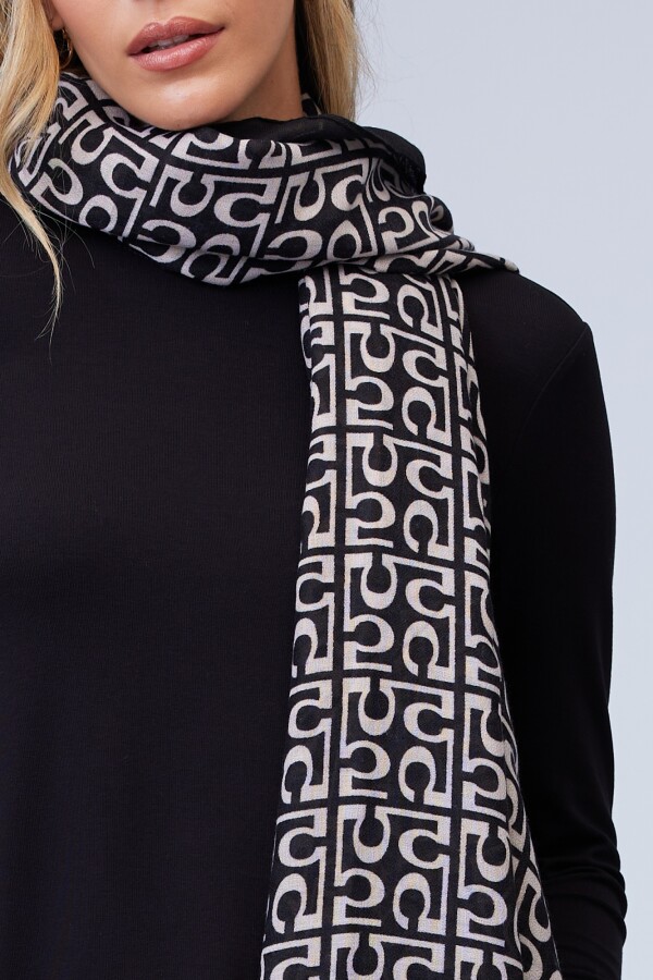 Pashmina Printed NEGRO/BEIGE