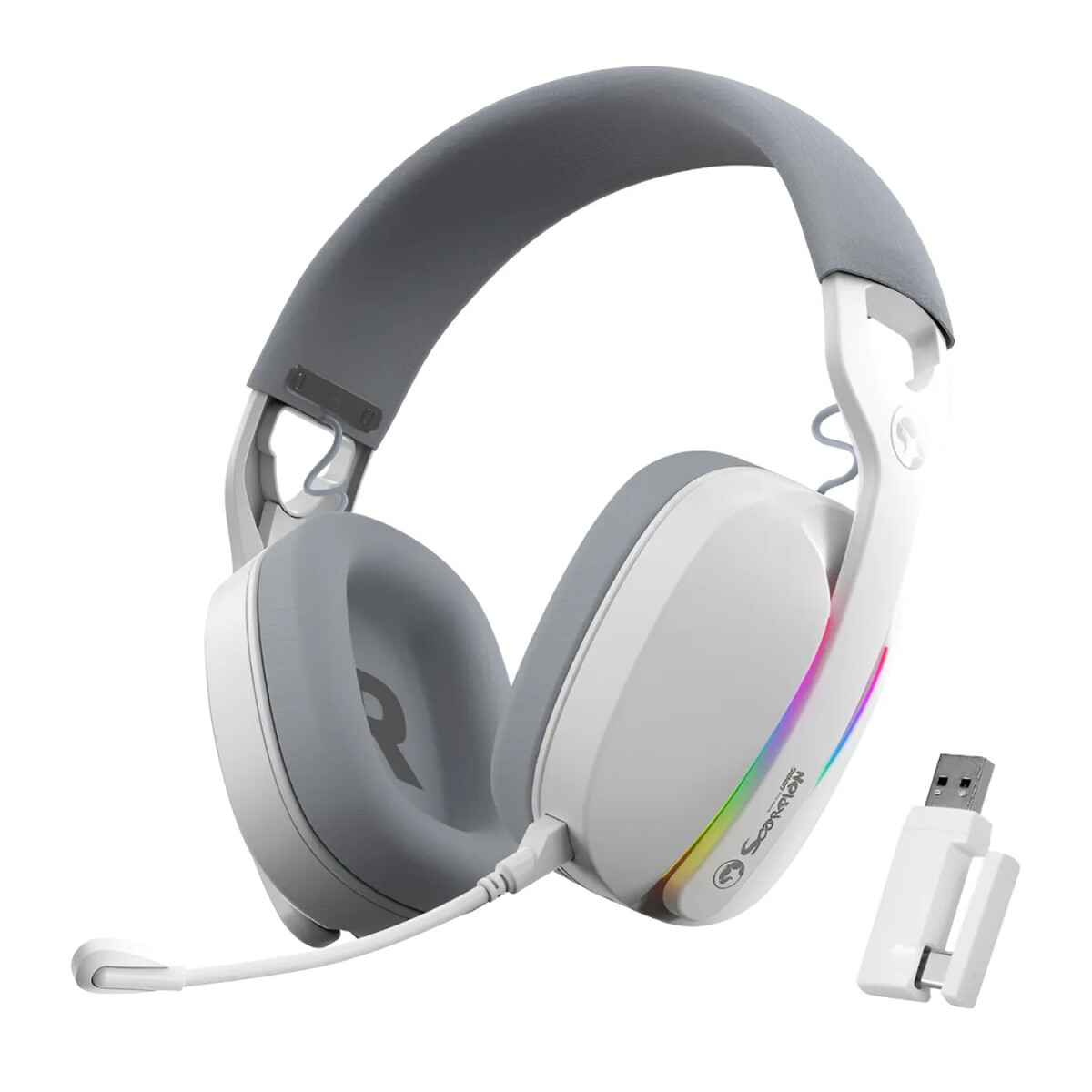 Vincha Gamer Marvo Hg9086w-bk Inalábrica 7.1 Rgb - BLANCO 