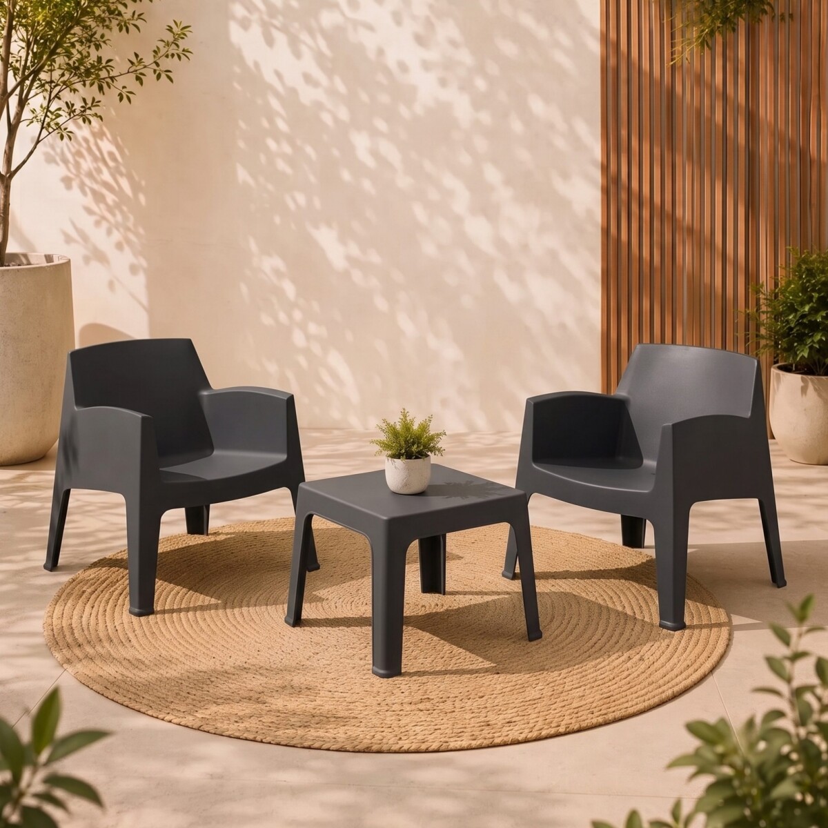 Set de Jardín Mesa + 2 sillas - Magna - Negro 