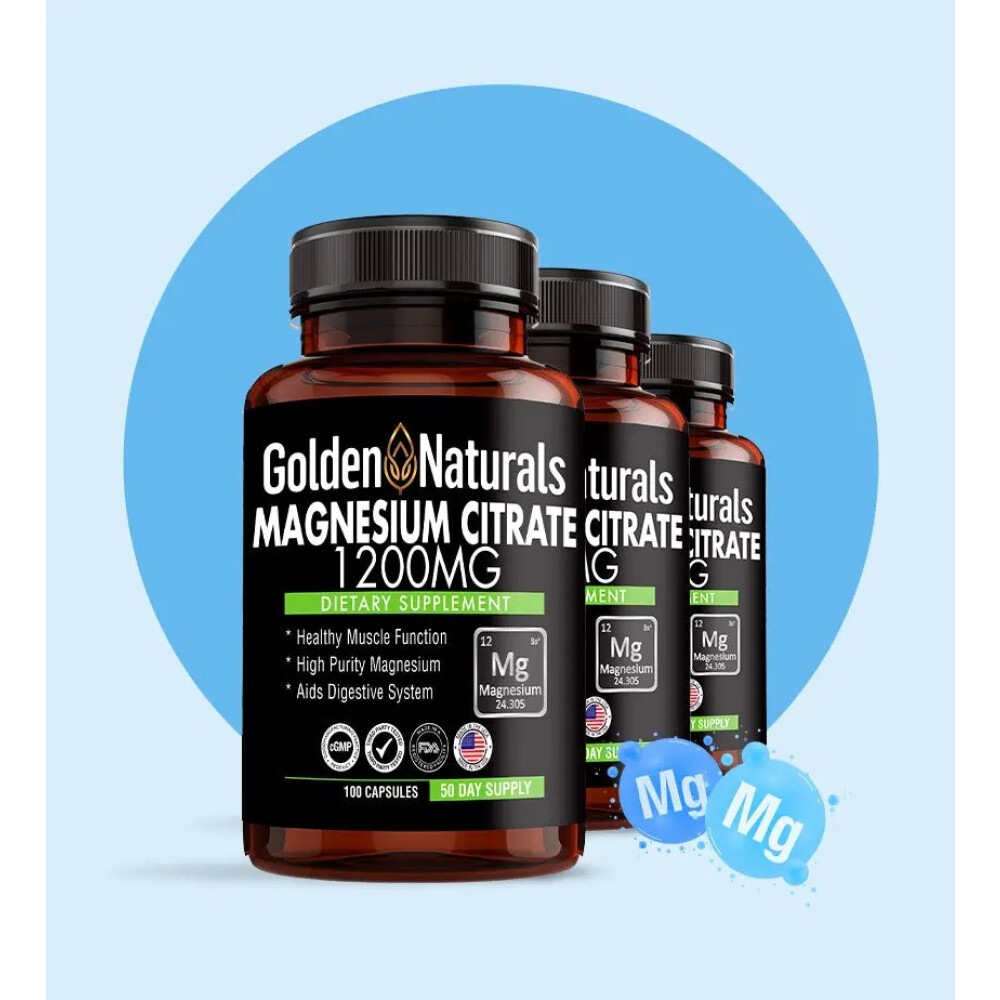 Citrato de Magnesio 1200 mg | 100 Cápsulas Golden Naturals Citrato de Magnesio 1200 mg | 100 Cápsulas Golden Naturals