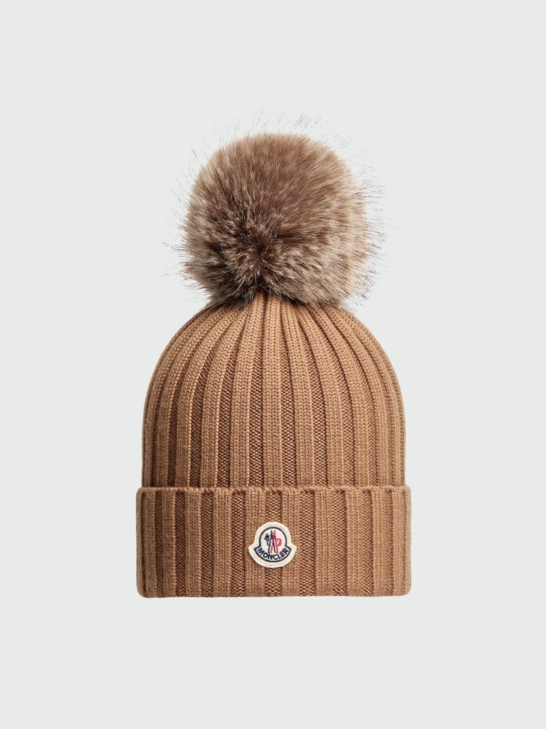 MONCLER - GORRO DE LANA CON POMPON Blanco
