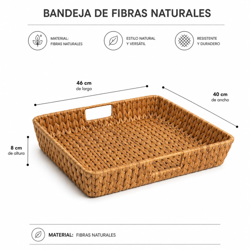 Bandeja Cuadrada con Asas en Fibras Naturales Bandeja Cuadrada con Asas en Fibras Naturales