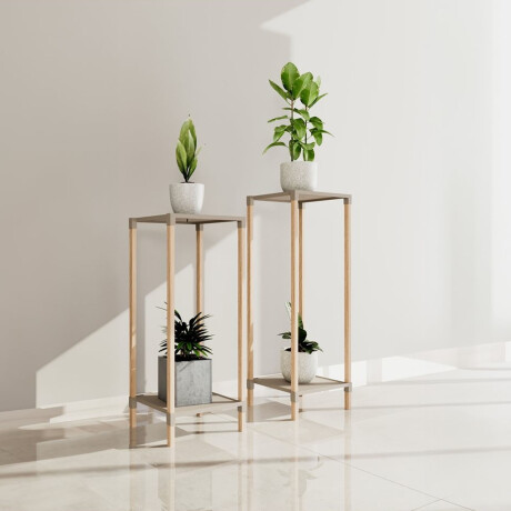 Set 2 Estanterías Organizadoras Alto 59cm y 48cm Madera y PP Beige