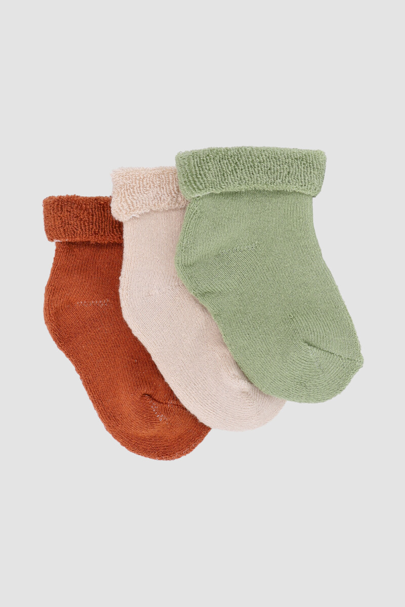 Pack x3 medias bebe color liso puño volcado Variante 27