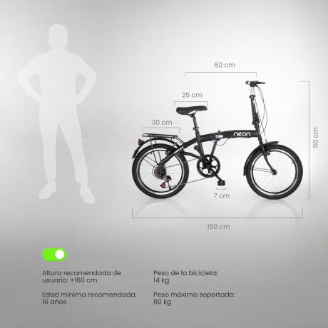 Bicicleta Plegable Rodado 20 Shimano Parrilla Negro