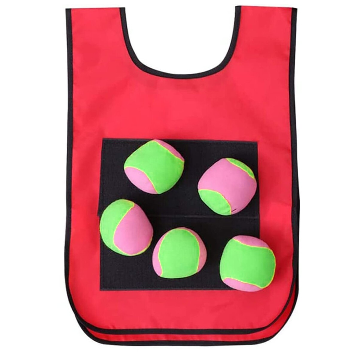 Chaleco Juego Mancha 5 Pelotas Adhesivas Dodgeball Infantil - Variante Color Rojo 