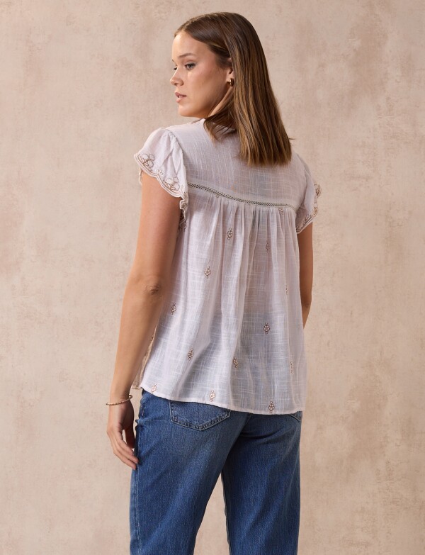 Blusa Bordada CRUDO