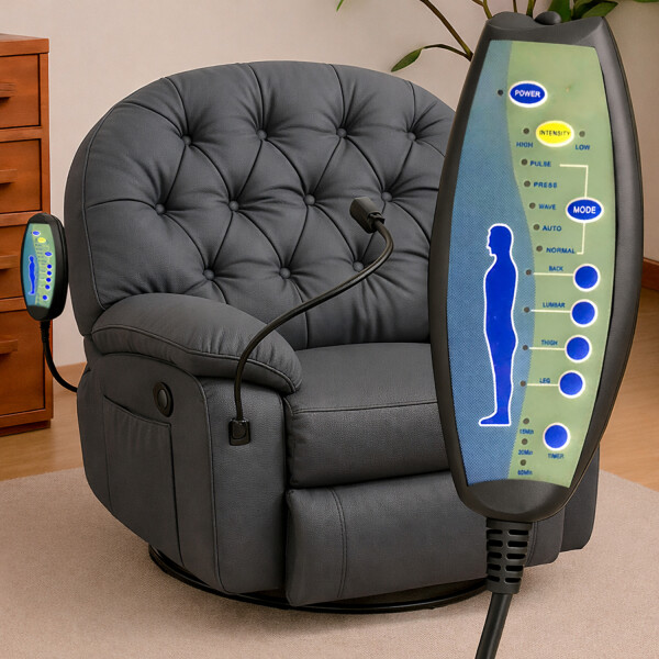 Sillón Masajeador Poltrona Con Control Remoto Y Soporte Para Celular GRIS